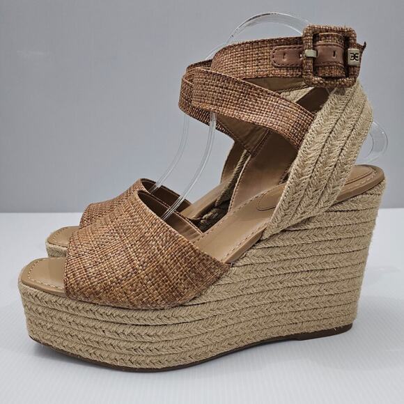 NEW Sam Edelman Vada Espadrille Women 10 Wedge Sandal Platform Woven Brown Jute - Picture 13 of 13